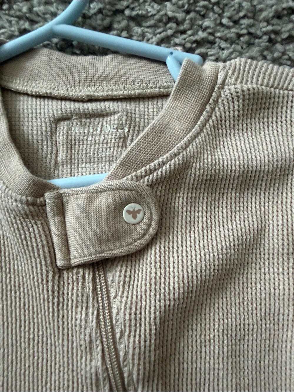 Beige Ribbed Footed One-Piece for Kids - Neutral Comfort
